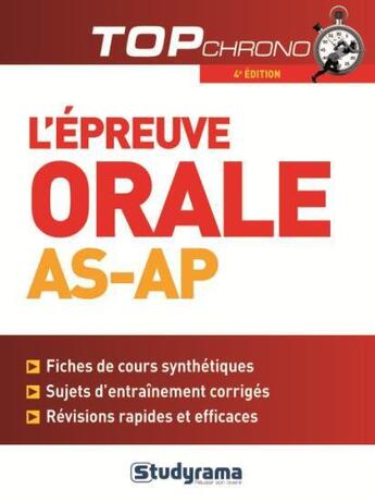 Couverture du livre « L'épreuve orale AS-AP (4e édition) » de Celine Wistuba aux éditions Studyrama