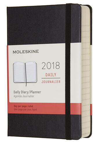 Couverture du livre « Agenda 2018 journalier poche rigide noir » de  aux éditions Moleskine