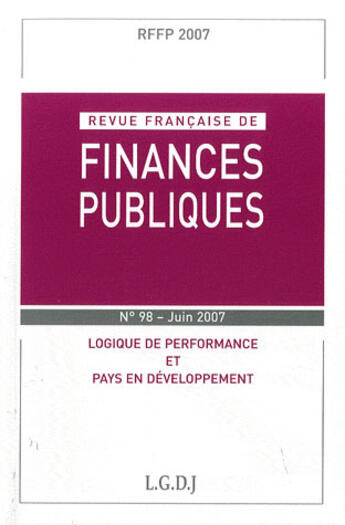 Couverture du livre « Logique de performance et pays en développement » de  aux éditions Lgdj