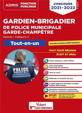 Couverture du livre « Concours gardien-brigadier de police municipale et garde-champêtre - catégorie C - tout-en-un (édition 2021/2022) » de Francois Lavedan et Pierre-Brice Lebrun et Bernadette Lavaud et Pascal Delval aux éditions Vuibert