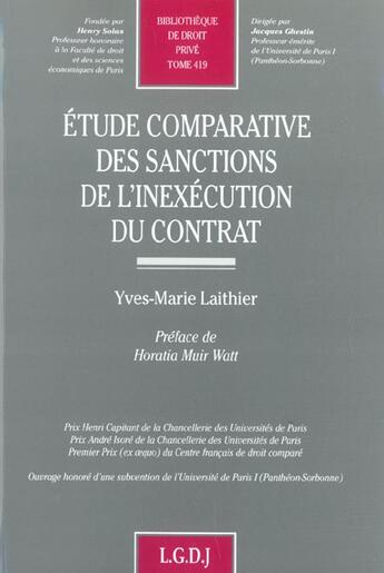 Couverture du livre « Etude comparative des sanctions de l'inexecution du contrat - vol419 » de Laithier Y.M. aux éditions Lgdj