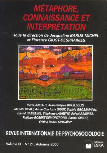 Couverture du livre « Metaphore connaissance et interpretation » de  aux éditions Eska