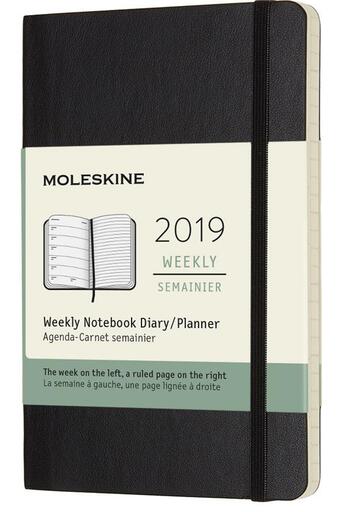 Couverture du livre « Agenda semainier poche noir souple (édition 2019) » de  aux éditions Moleskine