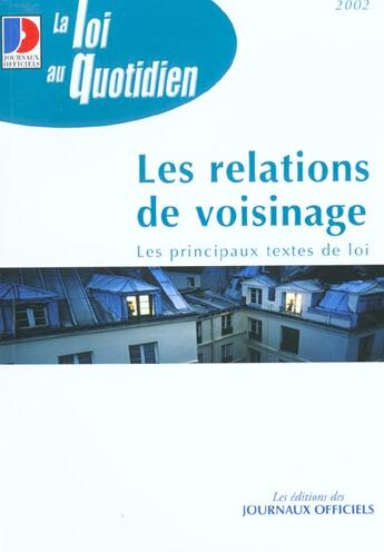Couverture du livre « Les relations de voisinage » de  aux éditions Documentation Francaise