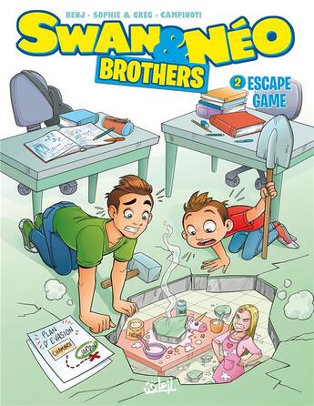 Couverture du livre « Swan et Néo brothers Tome 2 : escape game » de Benj et Paolo Campinoti et Sophie Et Greg aux éditions Soleil