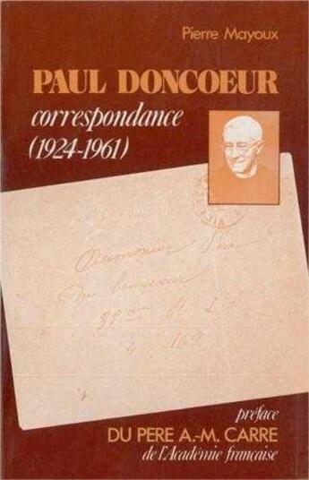 Couverture du livre « Paul Doncoeur Correspondance » de  aux éditions Tequi