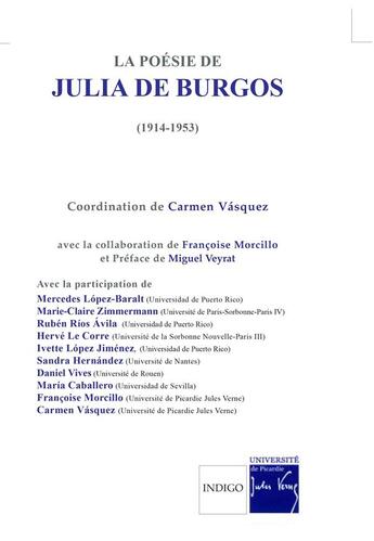 Couverture du livre « La poésie de Julia de Burgos (1914-1953) » de  aux éditions Indigo Cote Femmes