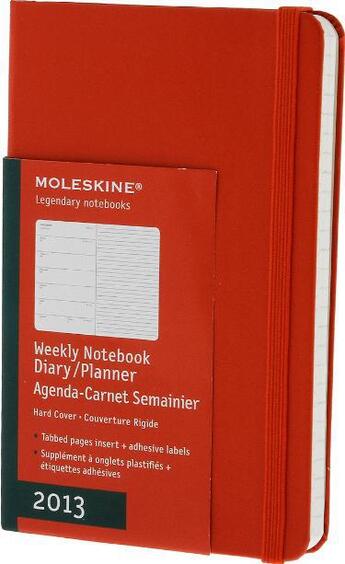 Couverture du livre « Agenda semainier carnet 2013 ; rigide rouge » de Moleskine aux éditions Moleskine Papet