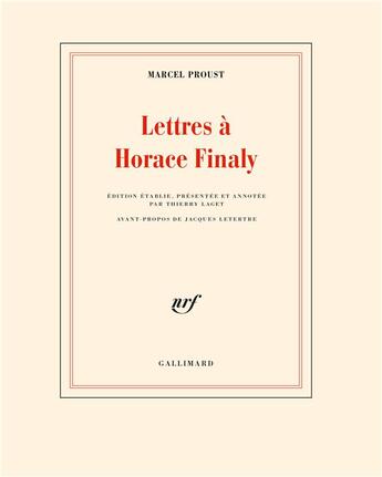 Couverture du livre « Lettres à Horace Finaly » de Marcel Proust aux éditions Gallimard