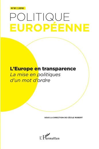 Couverture du livre « L'europe en transparence » de  aux éditions L'harmattan