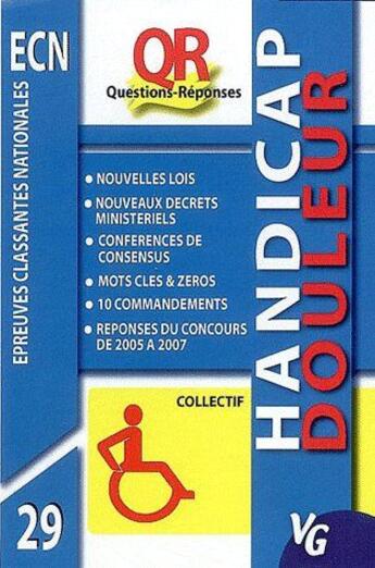 Couverture du livre « Handicap, douleur » de  aux éditions Vernazobres Grego