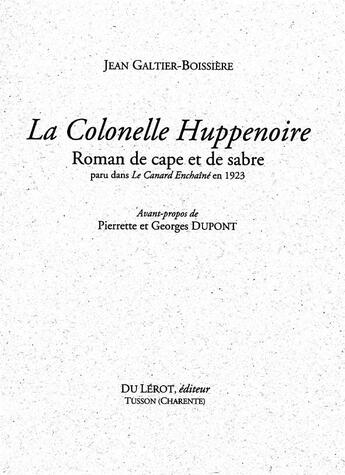 Couverture du livre « La colonelle Huppenoire » de Jean Galtier-Boissière aux éditions Du Lerot