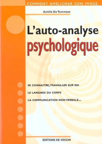 Couverture du livre « L'auto analyse psychologique » de A De Tommaso aux éditions De Vecchi