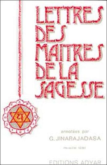 Couverture du livre « Lettres des maitres de sagesse t.1 » de Jinarajadasa G. aux éditions Adyar