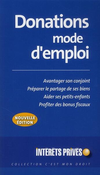 Couverture du livre « Donations mode d'emploi (édition 2010) » de Collectif Rf aux éditions Revue Fiduciaire