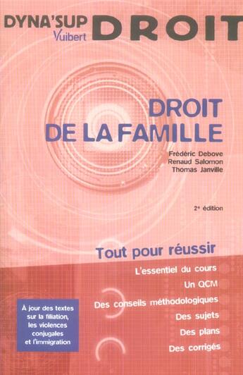 Couverture du livre « Droit de la famille (2e édition) » de  aux éditions Vuibert