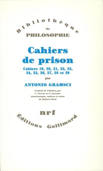 Couverture du livre « Cahiers de prison - vol05 - cahiers 19 a 29 » de Antonio Gramsci aux éditions Gallimard