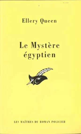 Couverture du livre « Le mystére égyptien » de Ellery Queen aux éditions Editions Du Masque