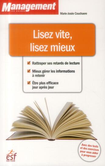 Couverture du livre « Lisez vite, lisez mieux » de Marie-Josee Couchaere aux éditions Esf