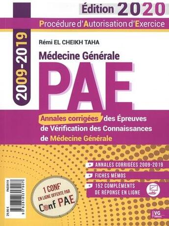 Couverture du livre « ANNALES PAE 2009-2019 EDITION 2020 » de Remi El Cheikh Taha aux éditions Vernazobres Grego