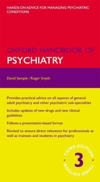 Couverture du livre « Oxford Handbook of Psychiatry » de David Semple aux éditions Oup Oxford