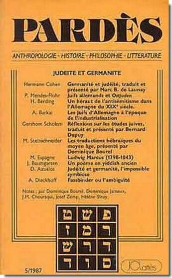 Couverture du livre « PARDES T.5 ; judéité et germanité » de  aux éditions Cerf