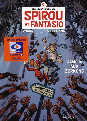 Couverture du livre « Spirou et Fantasio t.51 ; alerte aux Zorkons » de Fabien Vehlmann et Yoann aux éditions Dupuis