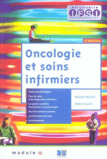 Couverture du livre « Oncologie et soins infirmiers 3eme edition » de Marolla aux éditions Lamarre