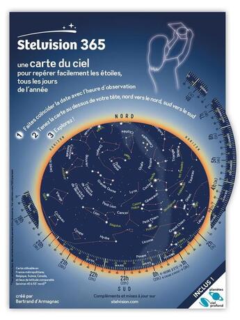 Couverture du livre « Stelvision 365 : une carte du ciel pour repérer facilement les étoiles, tous les jours de l'année » de Bertrand D' Armagnac aux éditions Stelvision