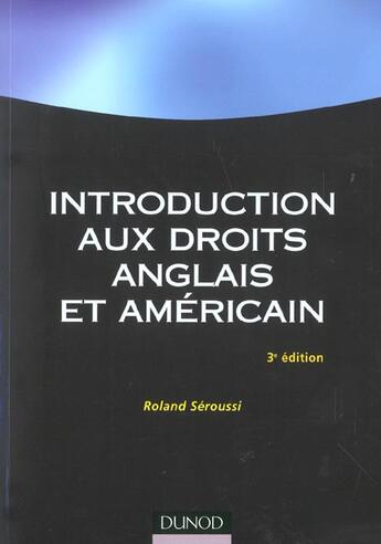 Couverture du livre « Introduction Aux Droits Anglais Et Americain » de Roland Seroussi aux éditions Dunod