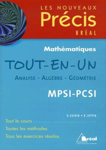 Couverture du livre « Tout en un maths mpsi-pcsi » de Guinin aux éditions Breal