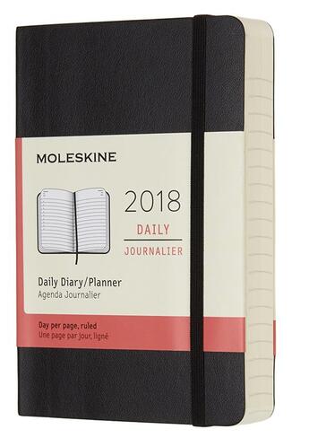 Couverture du livre « Agenda 2018 journalier poche souple noir » de  aux éditions Moleskine