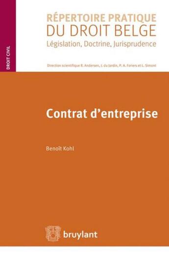 Couverture du livre « Contrat d'entreprise » de Benoit Kohl aux éditions Bruylant