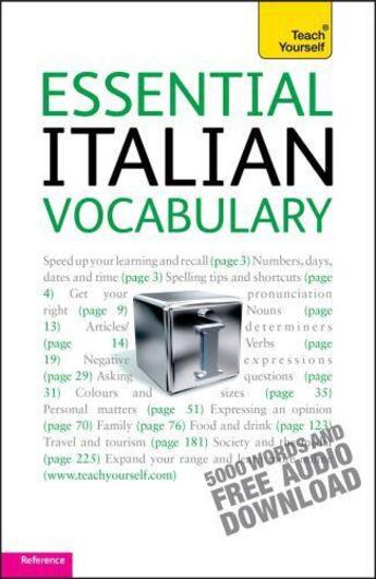 Couverture du livre « Essential Italian Vocabulary: Teach Yourself Ebook Epub » de Zollo Mike aux éditions Hodder Education Digital