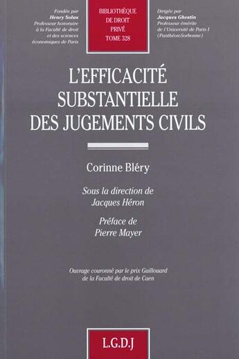 Couverture du livre « L efficacite substantielle des jugements civils » de Blery C. aux éditions Lgdj