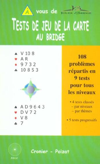 Couverture du livre « Tests de jeu de la carte au bridge » de  aux éditions Pole