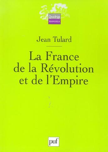 Couverture du livre « LA FRANCE DE LA REVOLUTION ET DE L'EMPIRE » de Jean Vitaux aux éditions Puf