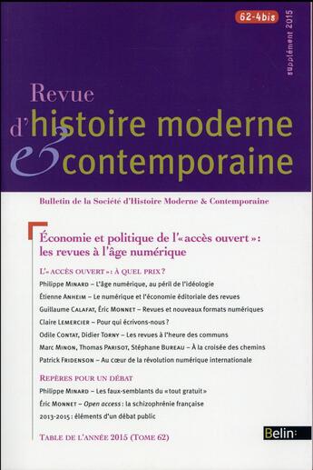 Couverture du livre « Rhmc 62-4bis » de  aux éditions Belin