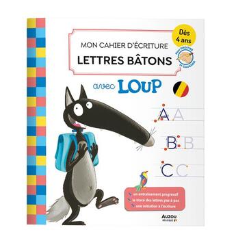 Couverture du livre « Mon cahier d'écriture lettres bâtons avec Loup » de Orianne Lallemand et Eleonore Thuillier aux éditions Philippe Auzou