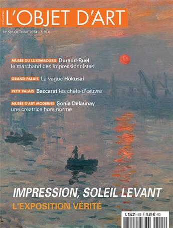 Couverture du livre « L'objet d'art n 505 impression soleil levant lobj505 » de  aux éditions L'objet D'art