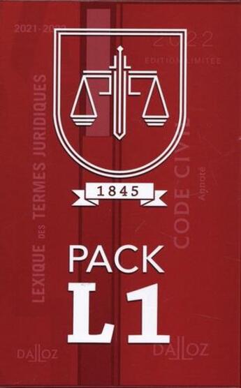 Couverture du livre « Pack L1 : code civil - lexique des termes juridiques - Constitution de la République française » de  aux éditions Dalloz