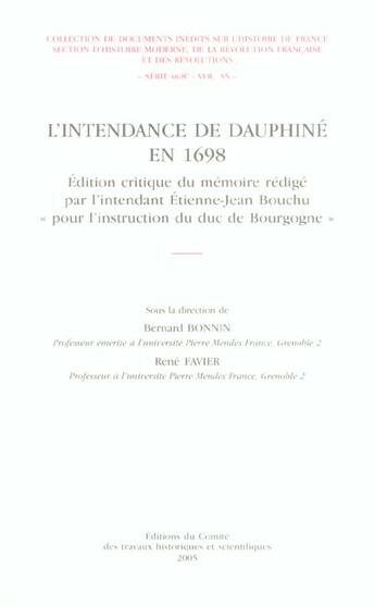 Couverture du livre « L intendance du dauphne tome 35 » de Favier R/Bonnin aux éditions Cths Edition