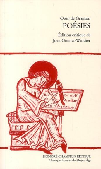 Couverture du livre « Poésies » de Oton De Granson aux éditions Honore Champion