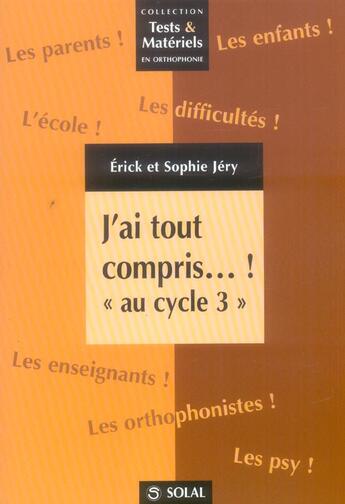 Couverture du livre « J'ai tout compris... ! 