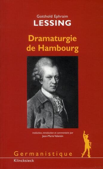 Couverture du livre « Dramaturgie de Hambourg » de Lessing Gotthold Eph aux éditions Klincksieck