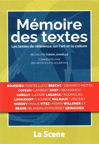 Couverture du livre « Mémoire de textes ; les textes de référence sur l'art et la culture » de Fabien Jannelle aux éditions M Medias