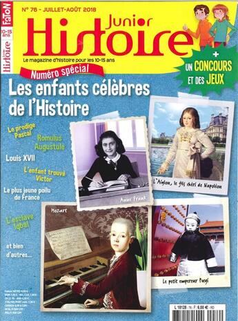 Couverture du livre « Histoire junior n 76 special : 12 enfants celebres de l'histoire - juillet/aout 2018 » de  aux éditions Histoire Junior