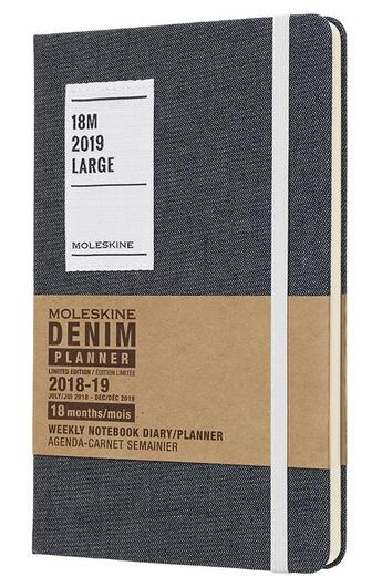 Couverture du livre « Agenda 18 mois denim semainier grand format noir » de Moleskine aux éditions Moleskine