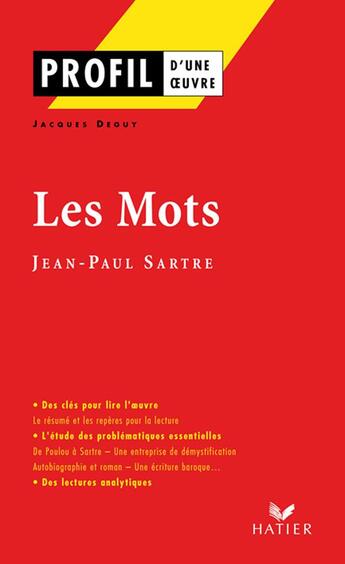 Couverture du livre « Les mots de Jean-Paul Sartre » de Jacques Deguy aux éditions Hatier