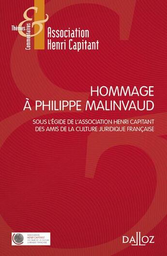 Couverture du livre « Hommage à Philippe Malinvaud » de Association Henri Capitant aux éditions Dalloz